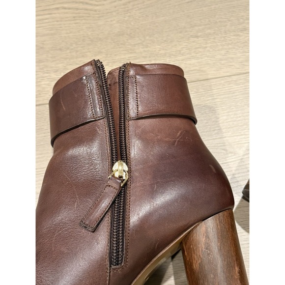 Sezane Sara High Booties Ankle Heeled Boots Size 38 7 Brown Leather - Picture 4 of 12